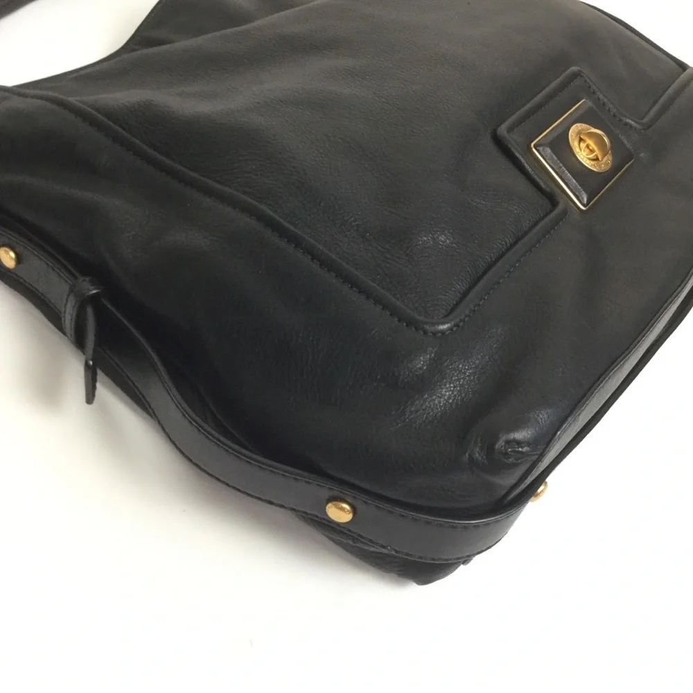 MARC JACOBS Large Black Leather Shoulder Handbag Hobo bag Tote
